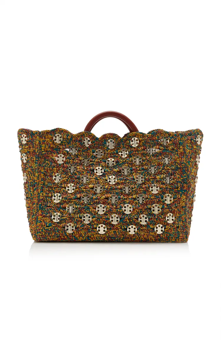 Rabanne Embellished Raffia Tote Bag | Thumbnail 2