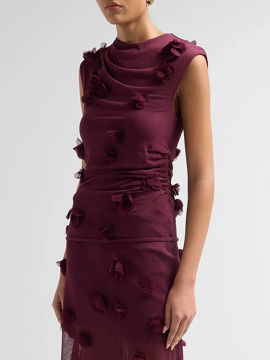 Simkhai Women's Tessa Floral Appliqué Top | Thumbnail 4 Simkhai Women's Tessa Floral Appliqué Top | Thumbnail 4