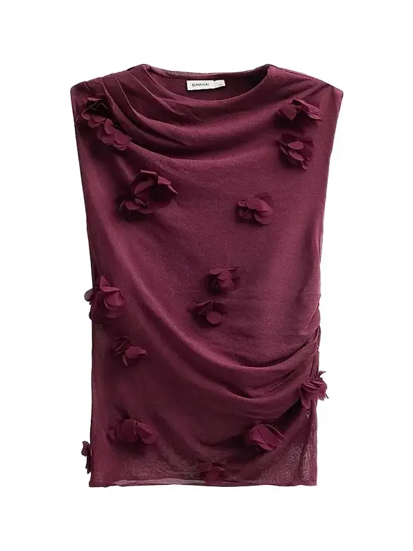 Simkhai Women's Tessa Floral Appliqué Top