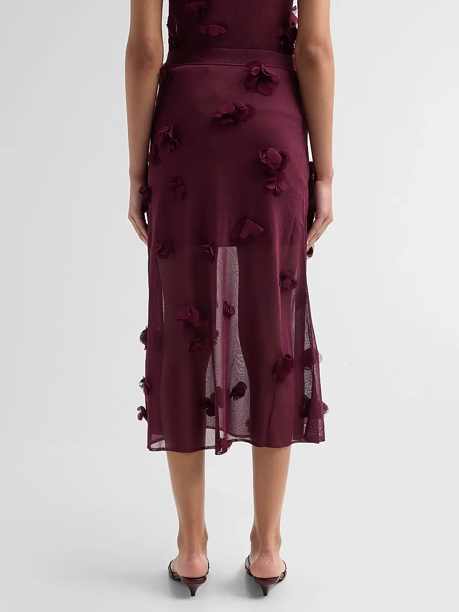 Simkhai Women's Cora Floral Appliqué Midi Skirt | Thumbnail 3 Simkhai Women's Cora Floral Appliqué Midi Skirt | Thumbnail 3