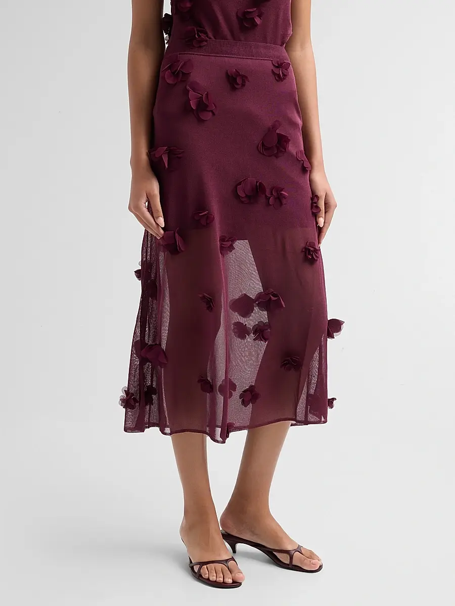 Simkhai Women's Cora Floral Appliqué Midi Skirt | Thumbnail 4 Simkhai Women's Cora Floral Appliqué Midi Skirt | Thumbnail 4