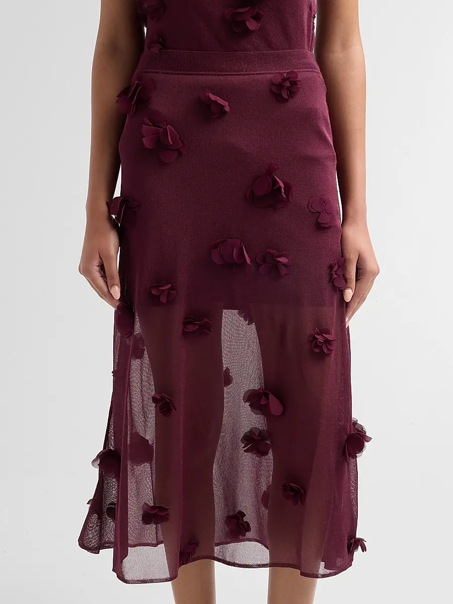 Simkhai Women's Cora Floral Appliqué Midi Skirt | Thumbnail 5 Simkhai Women's Cora Floral Appliqué Midi Skirt | Thumbnail 5