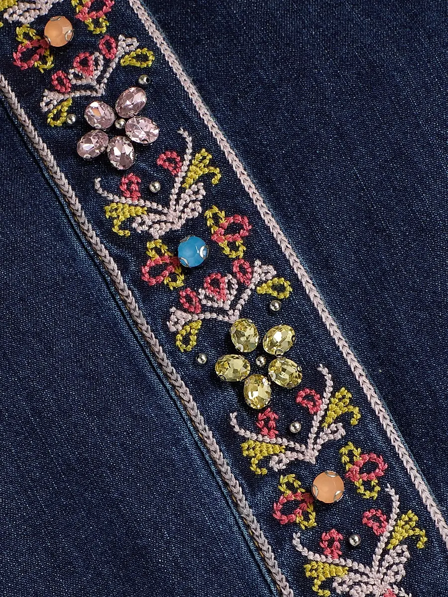 Cinq à Sept Women's Birdie Embellished Denim Top | Thumbnail 7