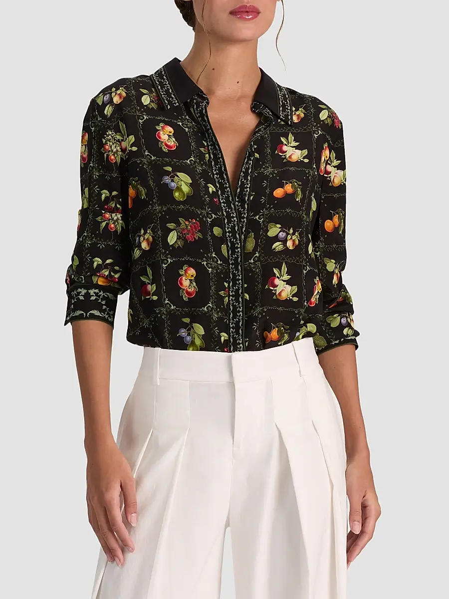 Alice + Olivia Women's Willa Printed Button-Front Top | Thumbnail 4 Alice + Olivia Women's Willa Printed Button-Front Top | Thumbnail 4