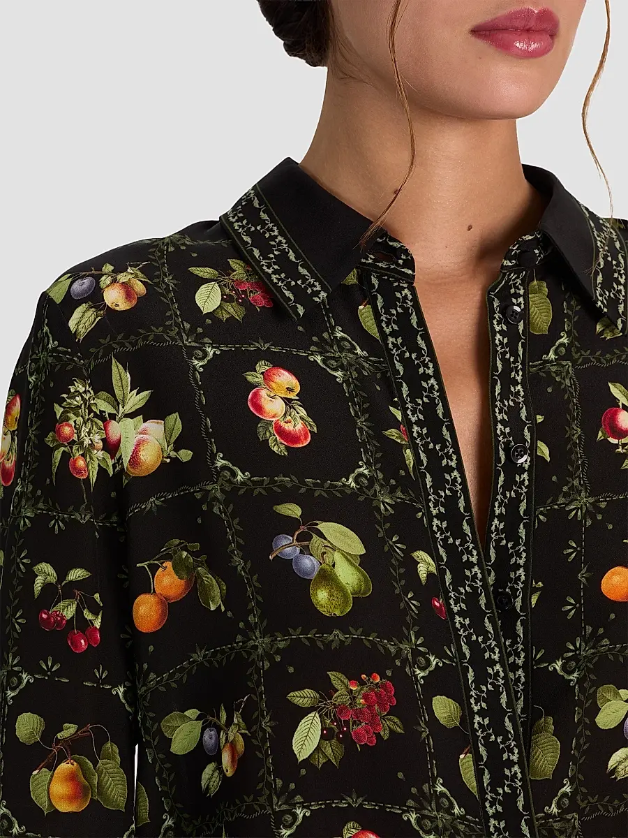 Alice + Olivia Women's Willa Printed Button-Front Top | Thumbnail 5 Alice + Olivia Women's Willa Printed Button-Front Top | Thumbnail 5