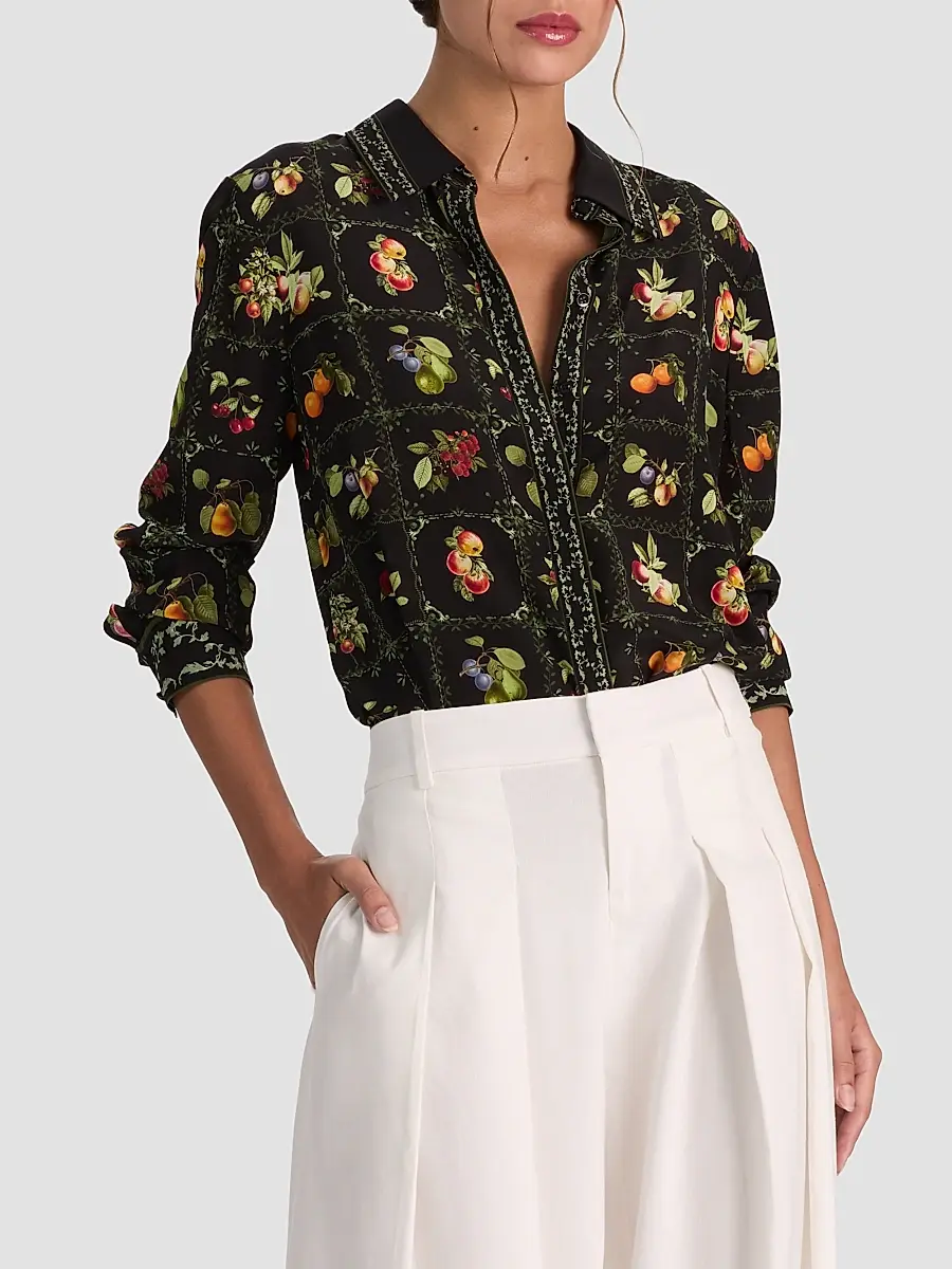 Alice + Olivia Women's Willa Printed Button-Front Top | Thumbnail 6 Alice + Olivia Women's Willa Printed Button-Front Top | Thumbnail 6