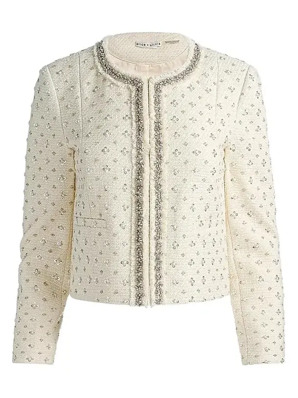 Women's Thomasina Embellished Tweed Crop Jacket Women's Thomasina Embellished Tweed Crop Jacket
