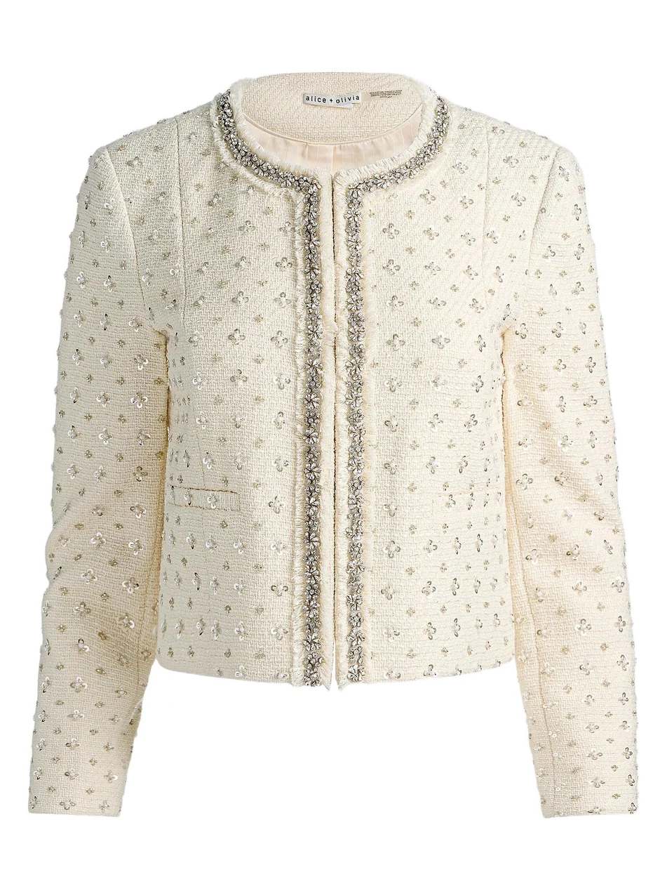 Women's Thomasina Embellished Tweed Crop Jacket Women's Thomasina Embellished Tweed Crop Jacket
