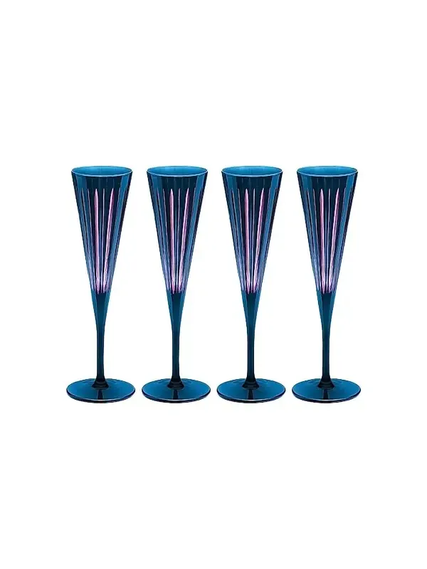 L'Objet Prism 4-Piece Glass Champagne Flute Set