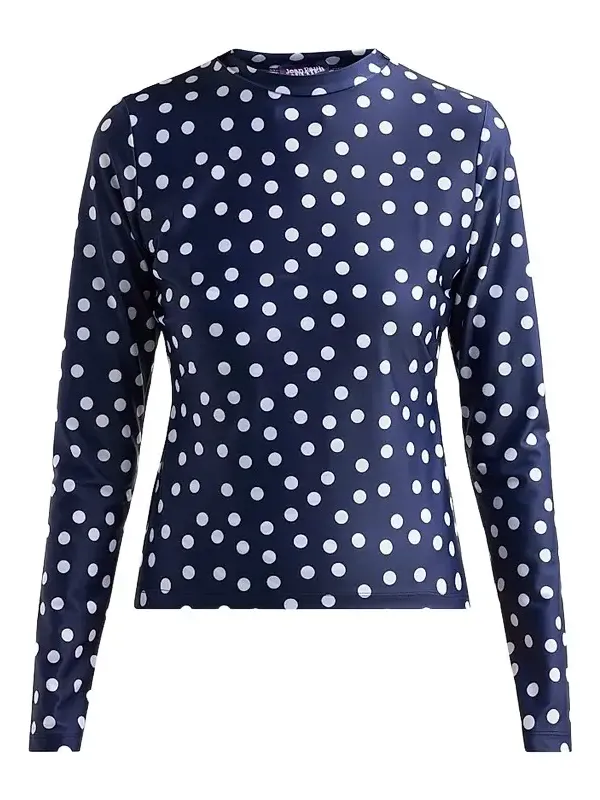 Women's Polka Dot Stretch-Jersey Crewneck Top