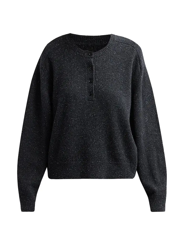 Loulou de Saison Women's Malo Saddle-Sleeve Sweater - Peppered Anthracite | Image 1 Loulou de Saison Women's Malo Saddle-Sleeve Sweater - Peppered Anthracite | Image 1