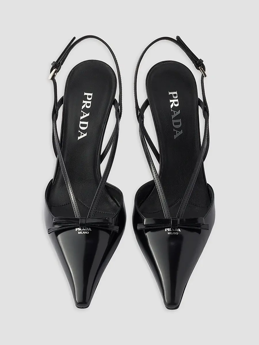 Prada Women's Brushed Leather Slingback Pumps | Thumbnail 2 Prada Women's Brushed Leather Slingback Pumps | Thumbnail 2
