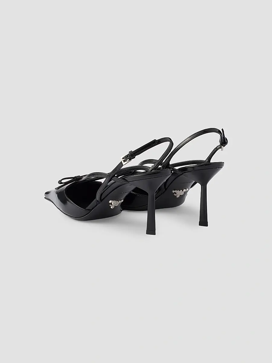Prada Women's Brushed Leather Slingback Pumps | Thumbnail 3 Prada Women's Brushed Leather Slingback Pumps | Thumbnail 3