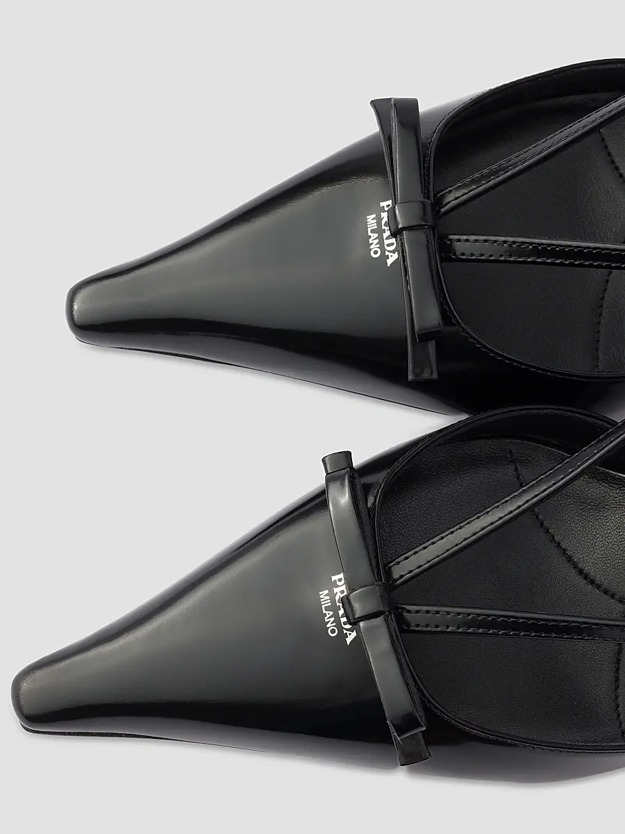 Prada Women's Brushed Leather Slingback Pumps | Thumbnail 4 Prada Women's Brushed Leather Slingback Pumps | Thumbnail 4