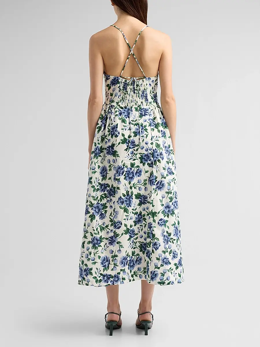 Peony Women's Enamour Floral Linen Midi Dress | Thumbnail 3 Peony Women's Enamour Floral Linen Midi Dress | Thumbnail 3