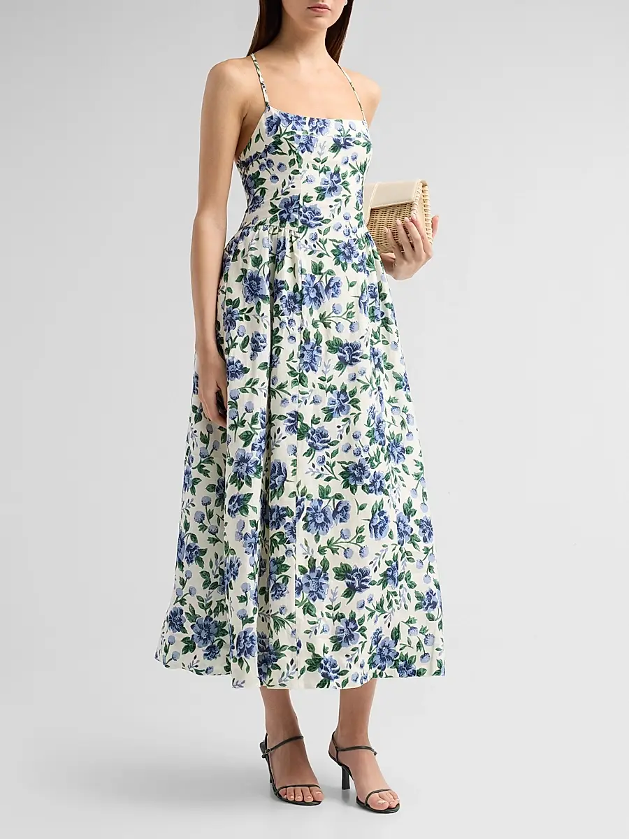 Peony Women's Enamour Floral Linen Midi Dress | Thumbnail 4 Peony Women's Enamour Floral Linen Midi Dress | Thumbnail 4