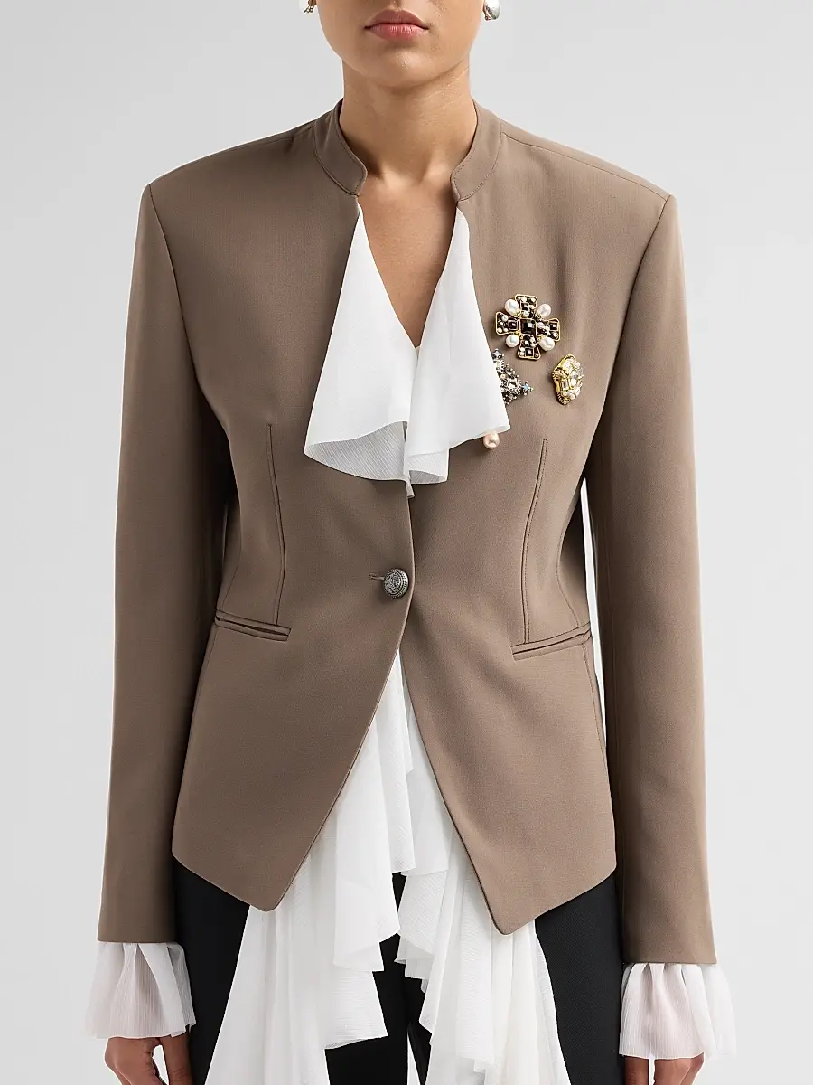 Cinq à Sept Women's Maren Embellished Ruffle-Trim Blazer | Thumbnail 5 Cinq à Sept Women's Maren Embellished Ruffle-Trim Blazer | Thumbnail 5