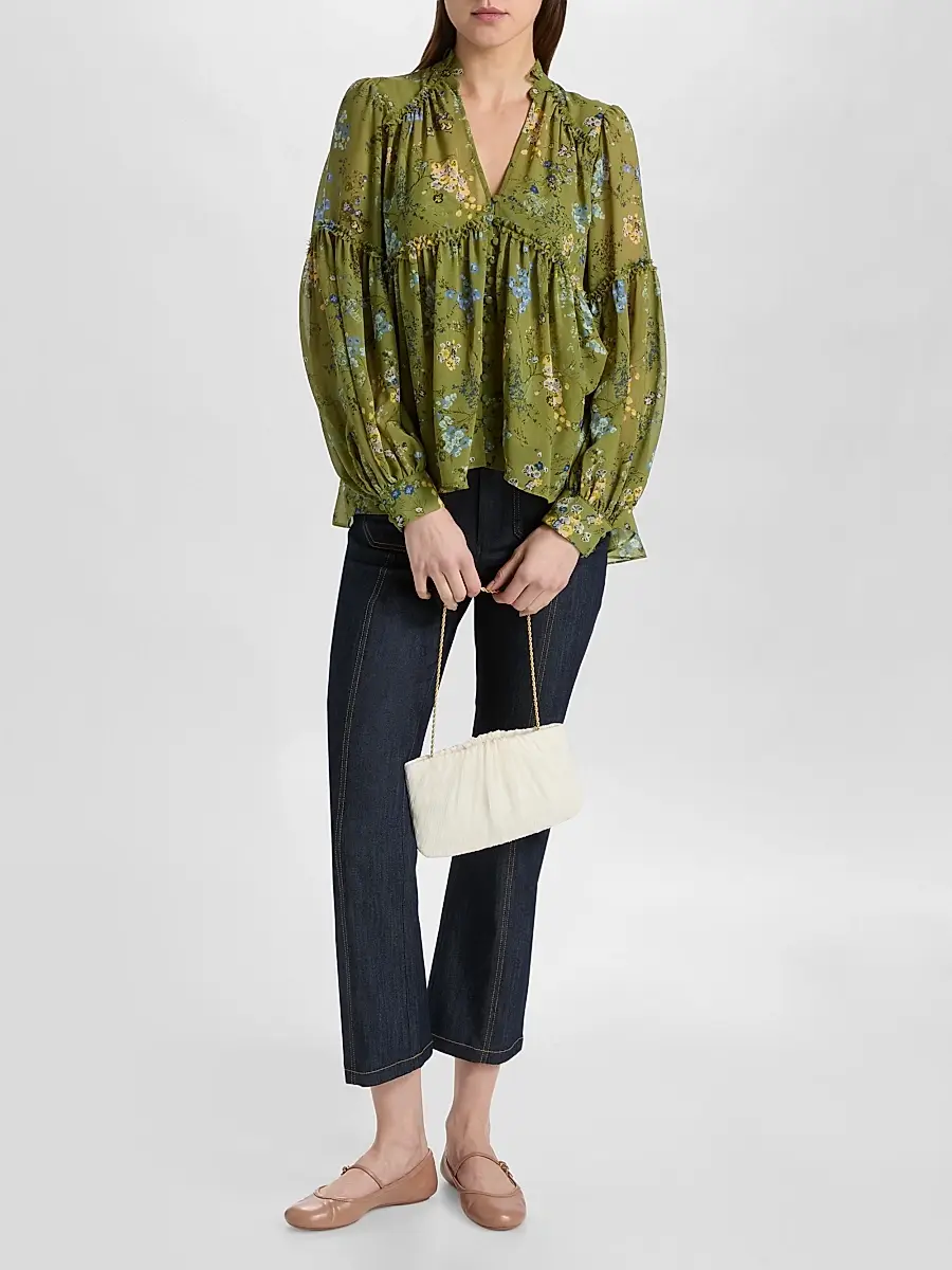 Cinq à Sept Women's Windswept Floral Edeline Top | Thumbnail 2