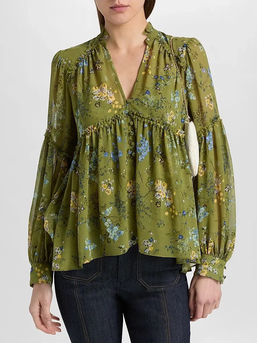 Cinq à Sept Women's Windswept Floral Edeline Top | Thumbnail 3