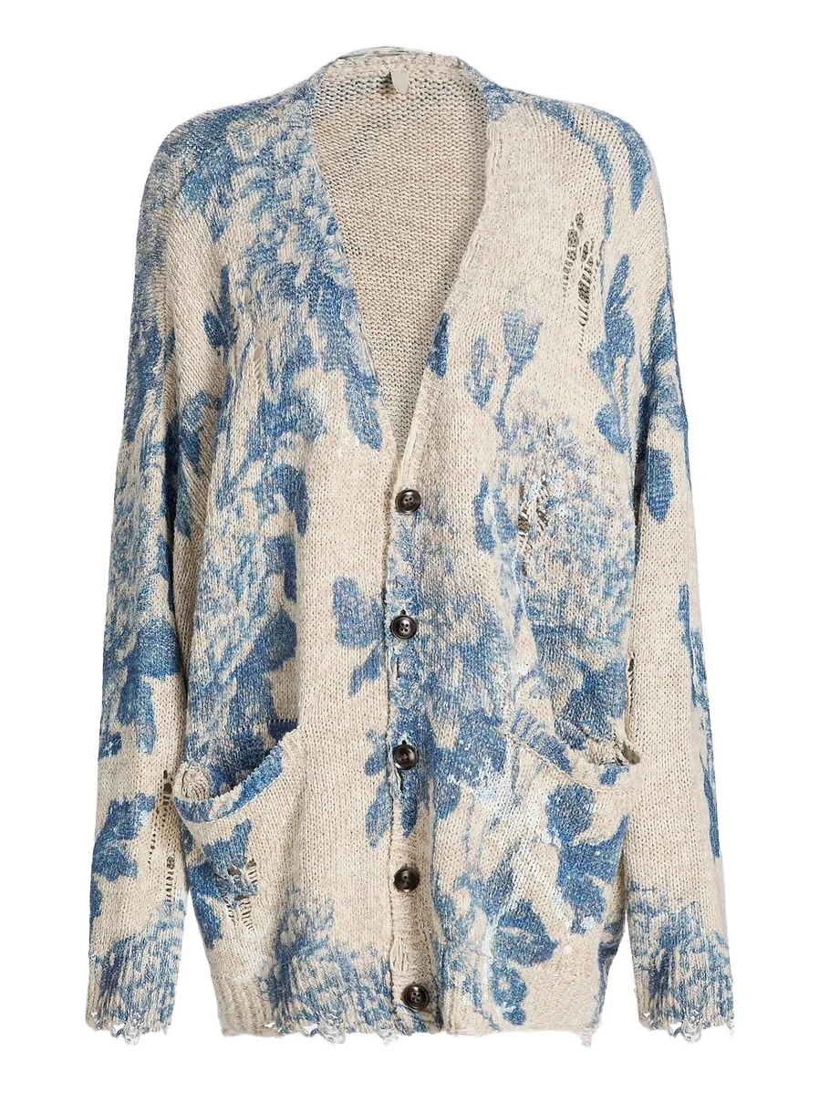 R13 Women's Floral Linen-Cotton Blend Oversized Cardigan