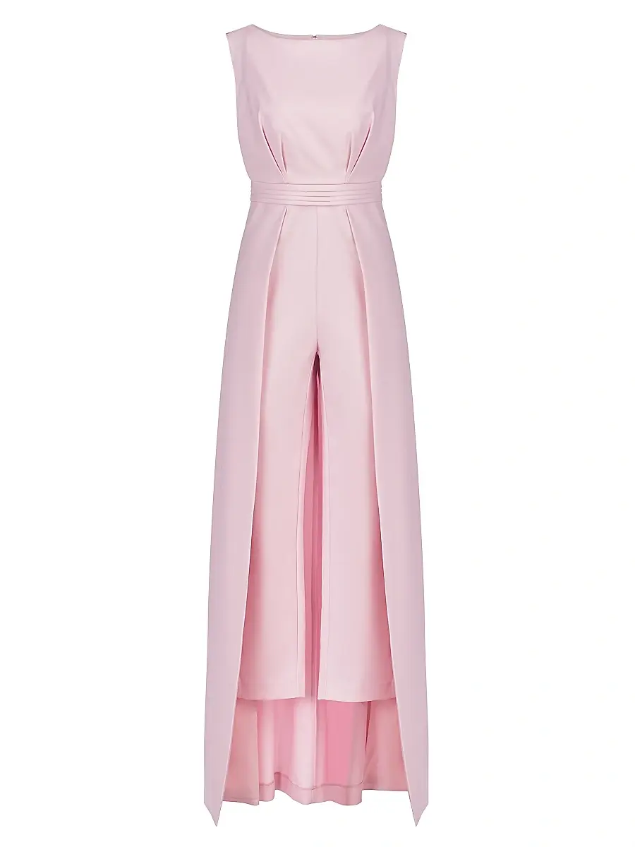 Kay Unger Women's Demi Bateau Neck Walk-Thru Jumpsuit - Pink Pearl | Image 1 Kay Unger Women's Demi Bateau Neck Walk-Thru Jumpsuit - Pink Pearl | Image 1
