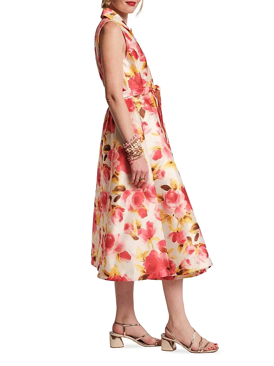 Frances Valentine Women's Lucia Floral Tie-Waist Midi-Dress | Thumbnail 2 Frances Valentine Women's Lucia Floral Tie-Waist Midi-Dress | Thumbnail 2
