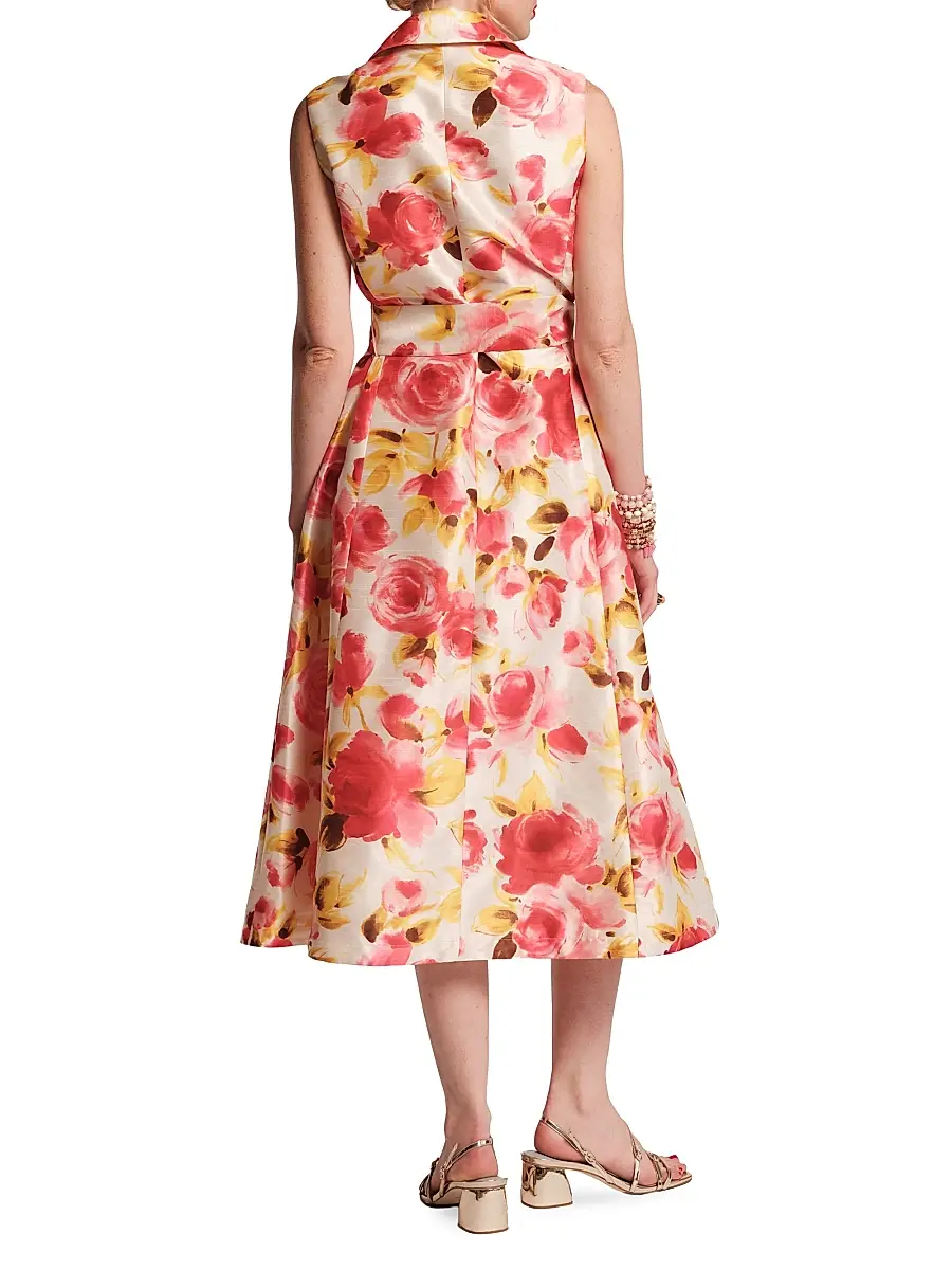 Frances Valentine Women's Lucia Floral Tie-Waist Midi-Dress | Thumbnail 3 Frances Valentine Women's Lucia Floral Tie-Waist Midi-Dress | Thumbnail 3