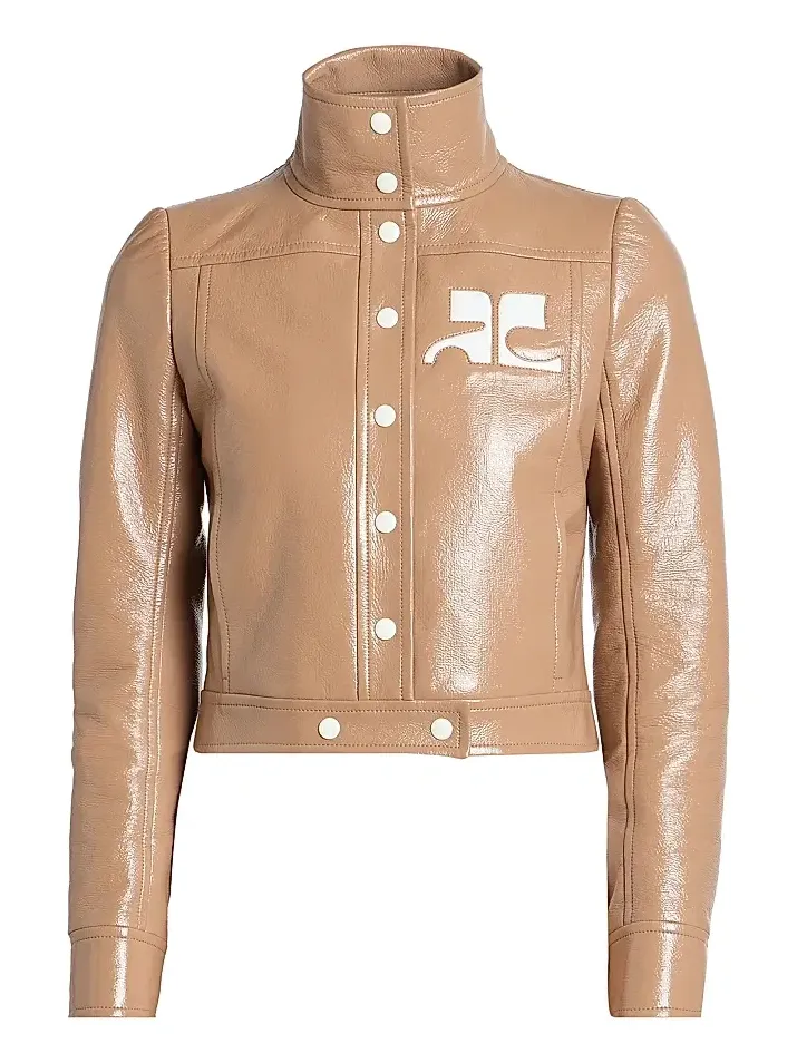 Courrèges Women's Reedition Logo Vinyl Crop Jacket