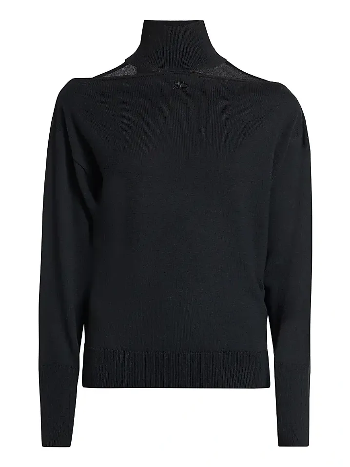 Courrèges Women's Logo Cut-Out Merino Wool Sweater