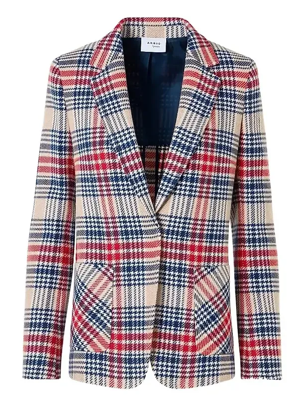 Women's Plaid Wool-Blend Tweed Blazer Women's Plaid Wool-Blend Tweed Blazer