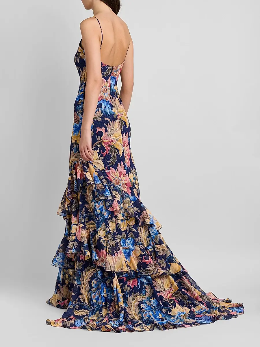 Etro Women's Botanical-Print Tiered Ruffled Gown | Thumbnail 3 Etro Women's Botanical-Print Tiered Ruffled Gown | Thumbnail 3
