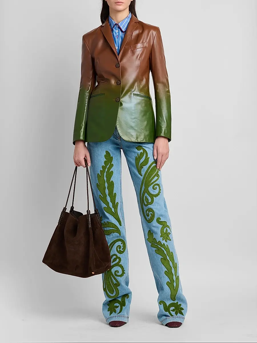 Etro Women's Gradient Leather Blazer | Thumbnail 2 Etro Women's Gradient Leather Blazer | Thumbnail 2