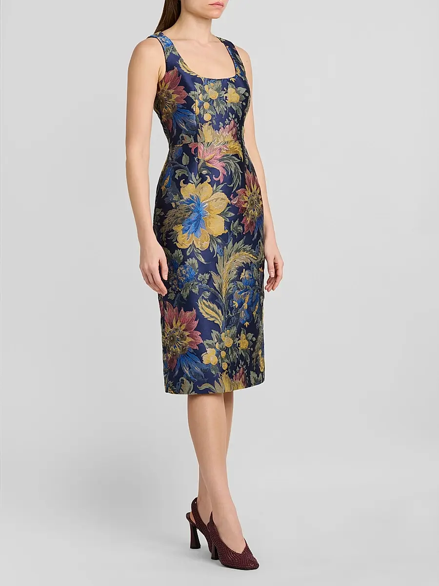 Etro Women's Floral Cotton-Blend Sheath Midi Dress | Thumbnail 4 Etro Women's Floral Cotton-Blend Sheath Midi Dress | Thumbnail 4