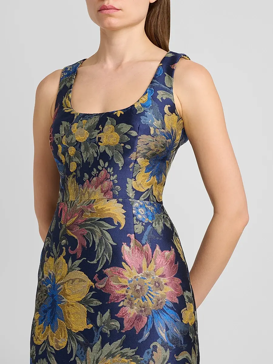Etro Women's Floral Cotton-Blend Sheath Midi Dress | Thumbnail 5 Etro Women's Floral Cotton-Blend Sheath Midi Dress | Thumbnail 5
