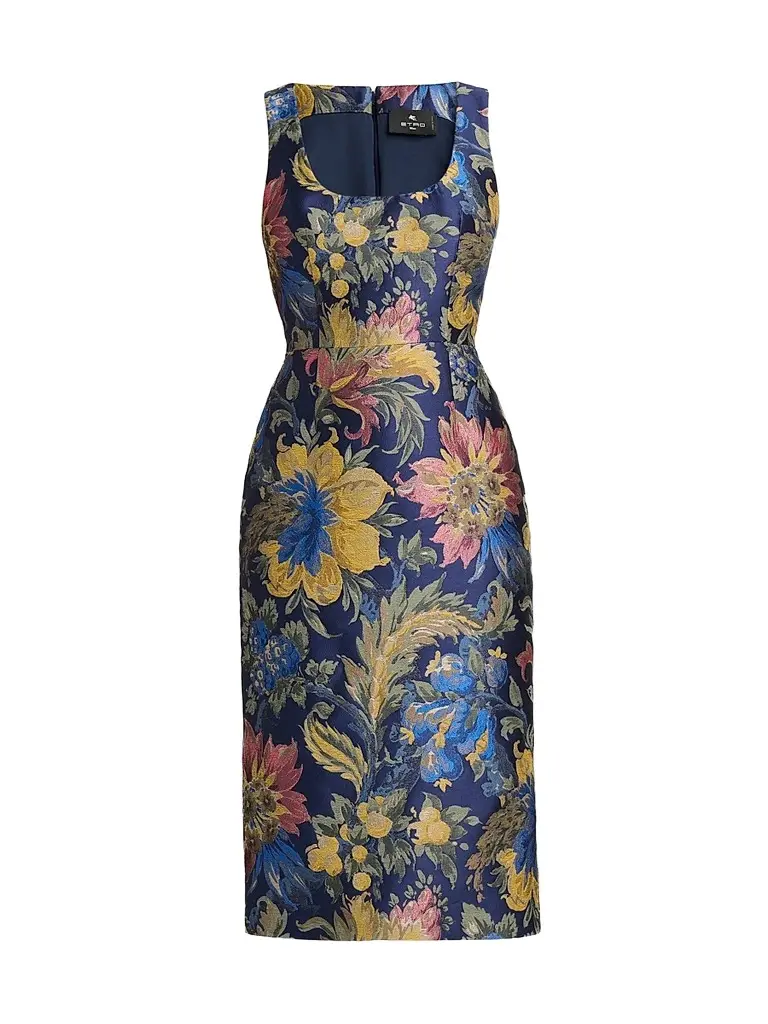 Etro Women's Floral Cotton-Blend Sheath Midi Dress | Image 1 Etro Women's Floral Cotton-Blend Sheath Midi Dress | Image 1