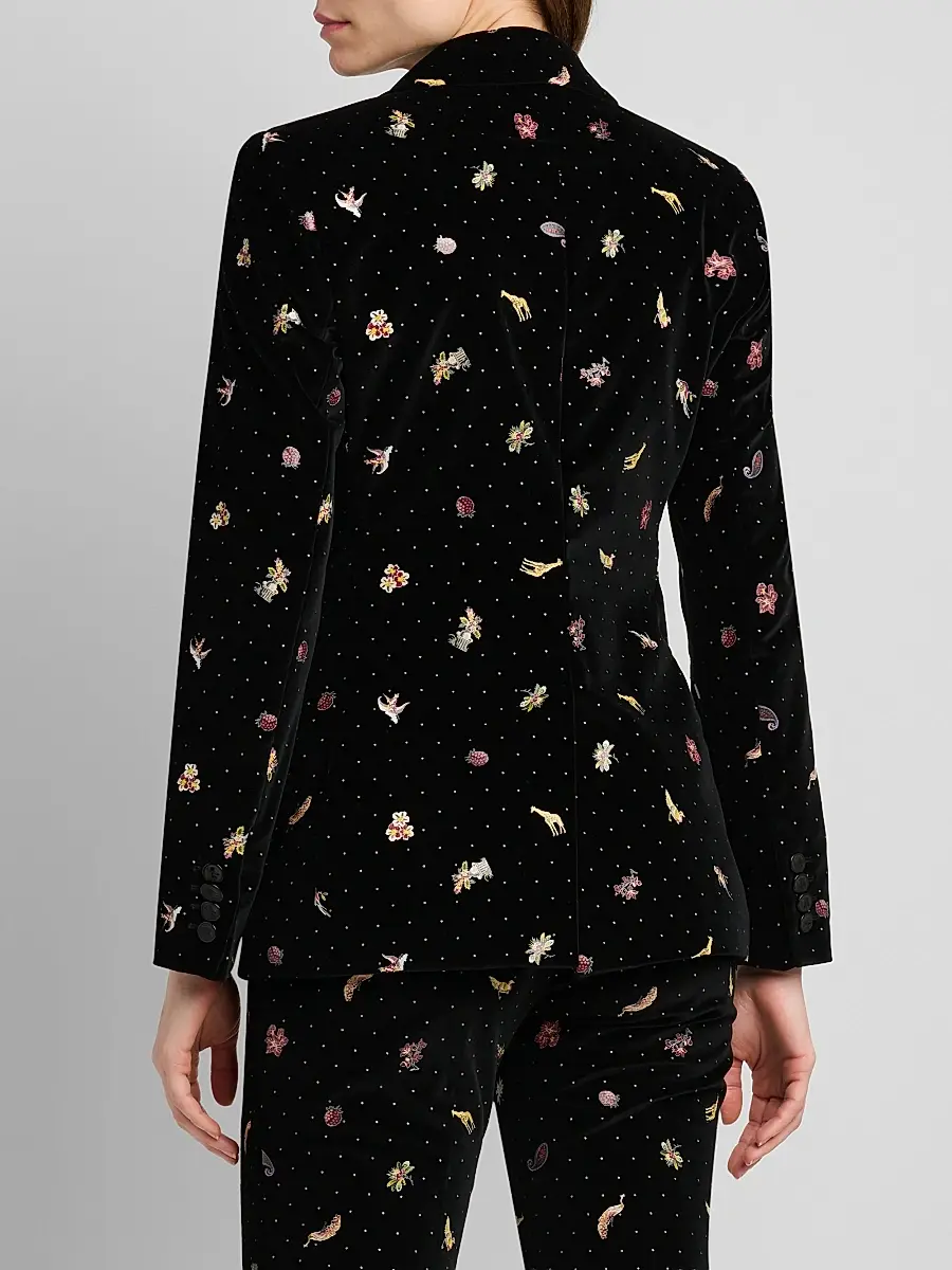 Etro Women's Embroidered Velvet Cotton-Blend Blazer | Thumbnail 3 Etro Women's Embroidered Velvet Cotton-Blend Blazer | Thumbnail 3