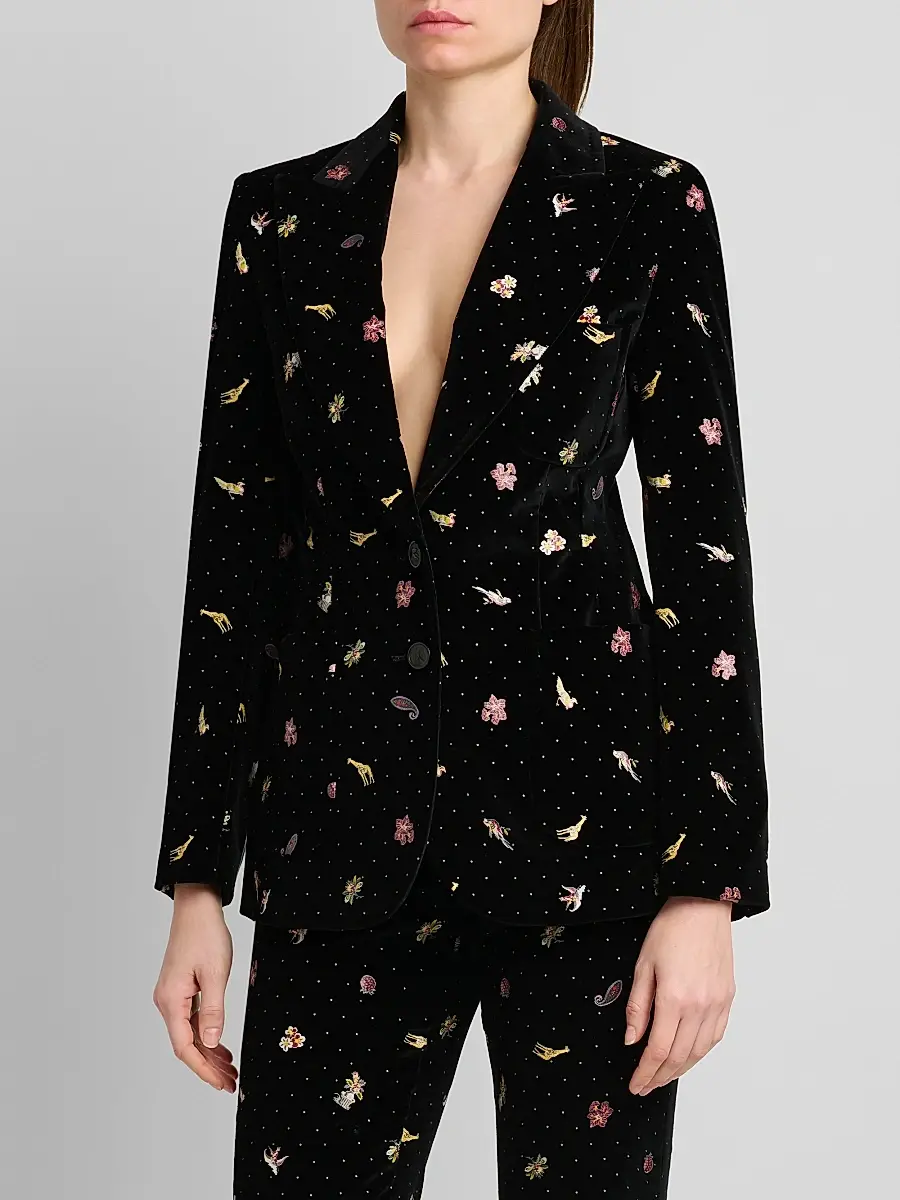Etro Women's Embroidered Velvet Cotton-Blend Blazer | Thumbnail 4 Etro Women's Embroidered Velvet Cotton-Blend Blazer | Thumbnail 4