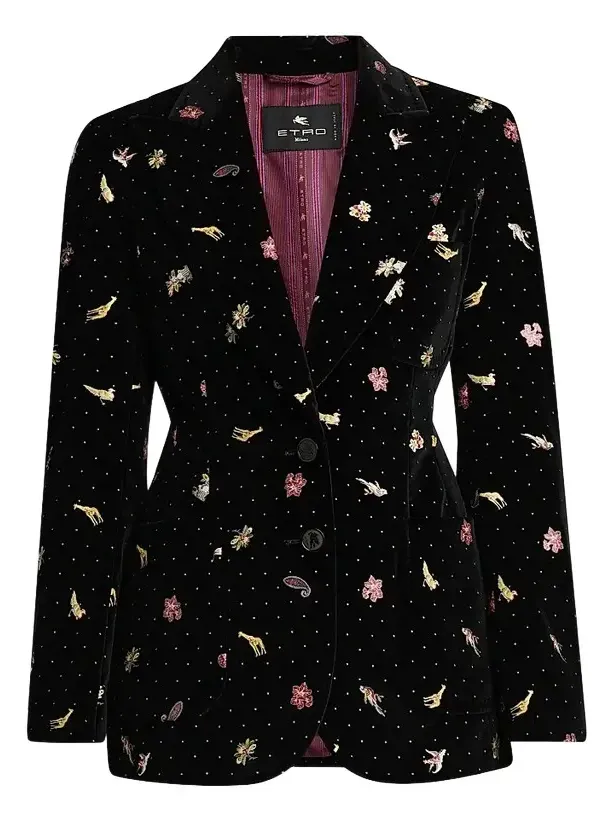 Women's Embroidered Velvet Cotton-Blend Blazer Women's Embroidered Velvet Cotton-Blend Blazer