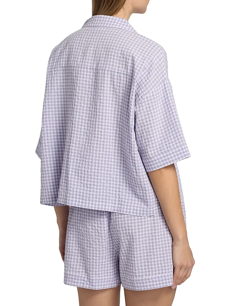 Papinelle Women's Seersucker Gingham Boxer Pajamas | Thumbnail 5 Papinelle Women's Seersucker Gingham Boxer Pajamas | Thumbnail 5