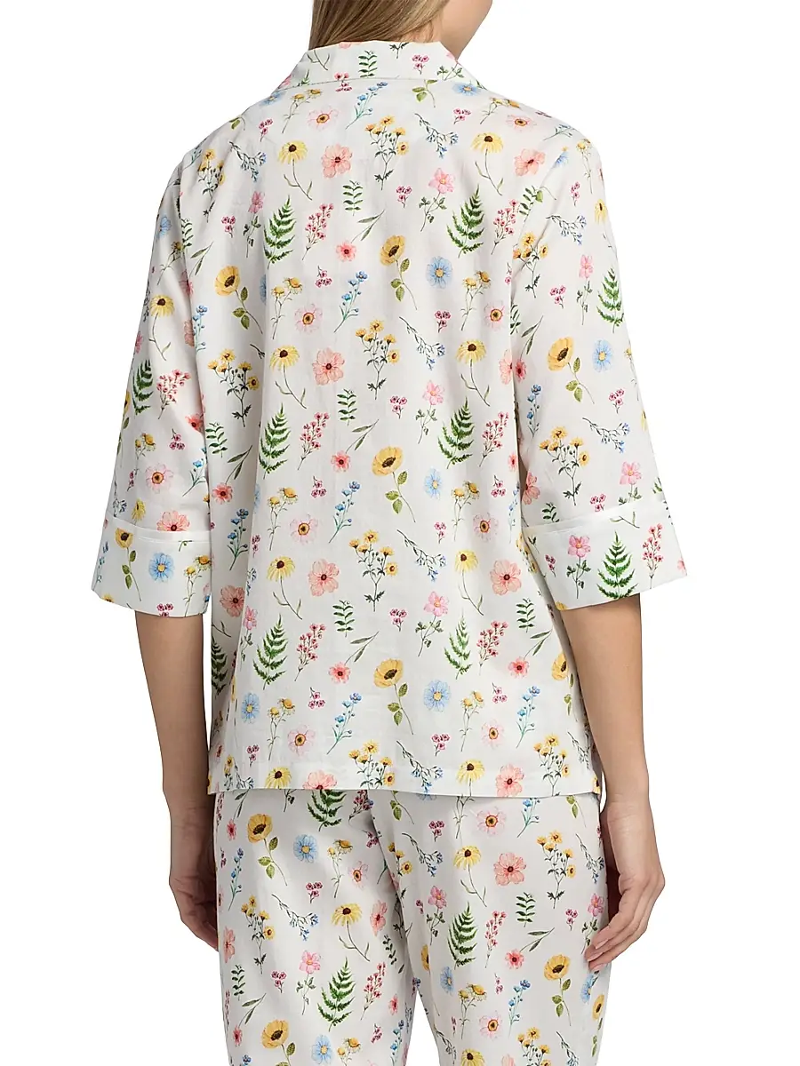 Papinelle Women's Elodie Wildflower Cotton Crop Pajamas | Thumbnail 5