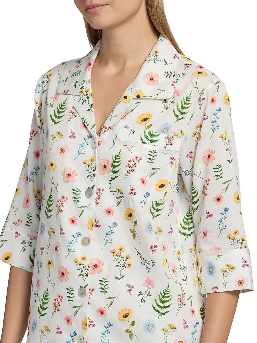 Papinelle Women's Elodie Wildflower Cotton Crop Pajamas | Thumbnail 6