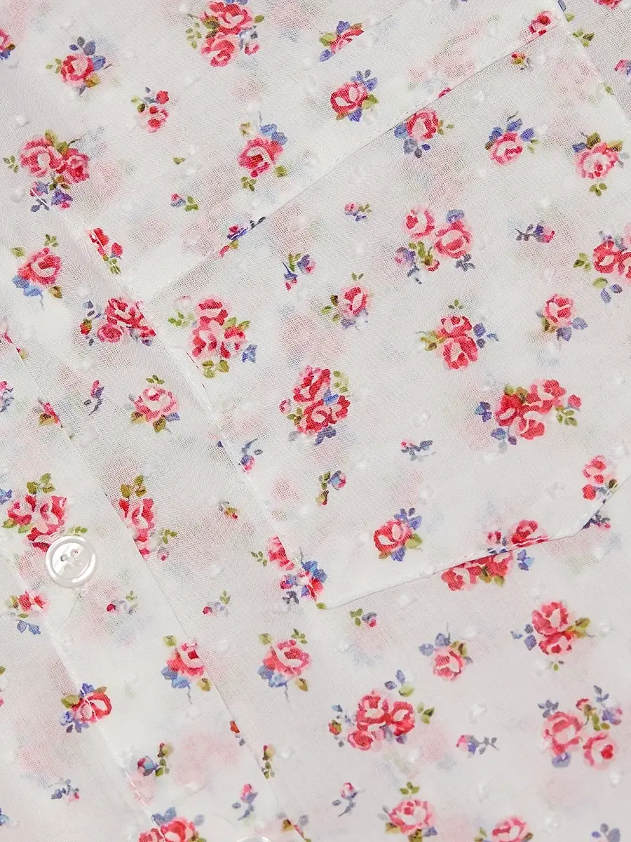 Papinelle Women's Swiss Dot Floral Cotton Crop Pajamas | Thumbnail 7