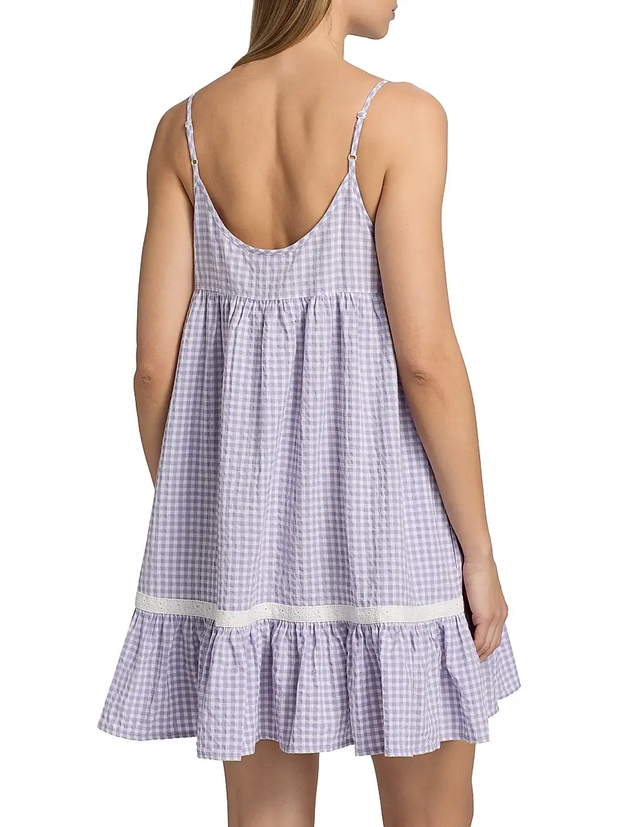 Papinelle Women's Seersucker Gingham Strappy Nightie | Thumbnail 4 Papinelle Women's Seersucker Gingham Strappy Nightie | Thumbnail 4