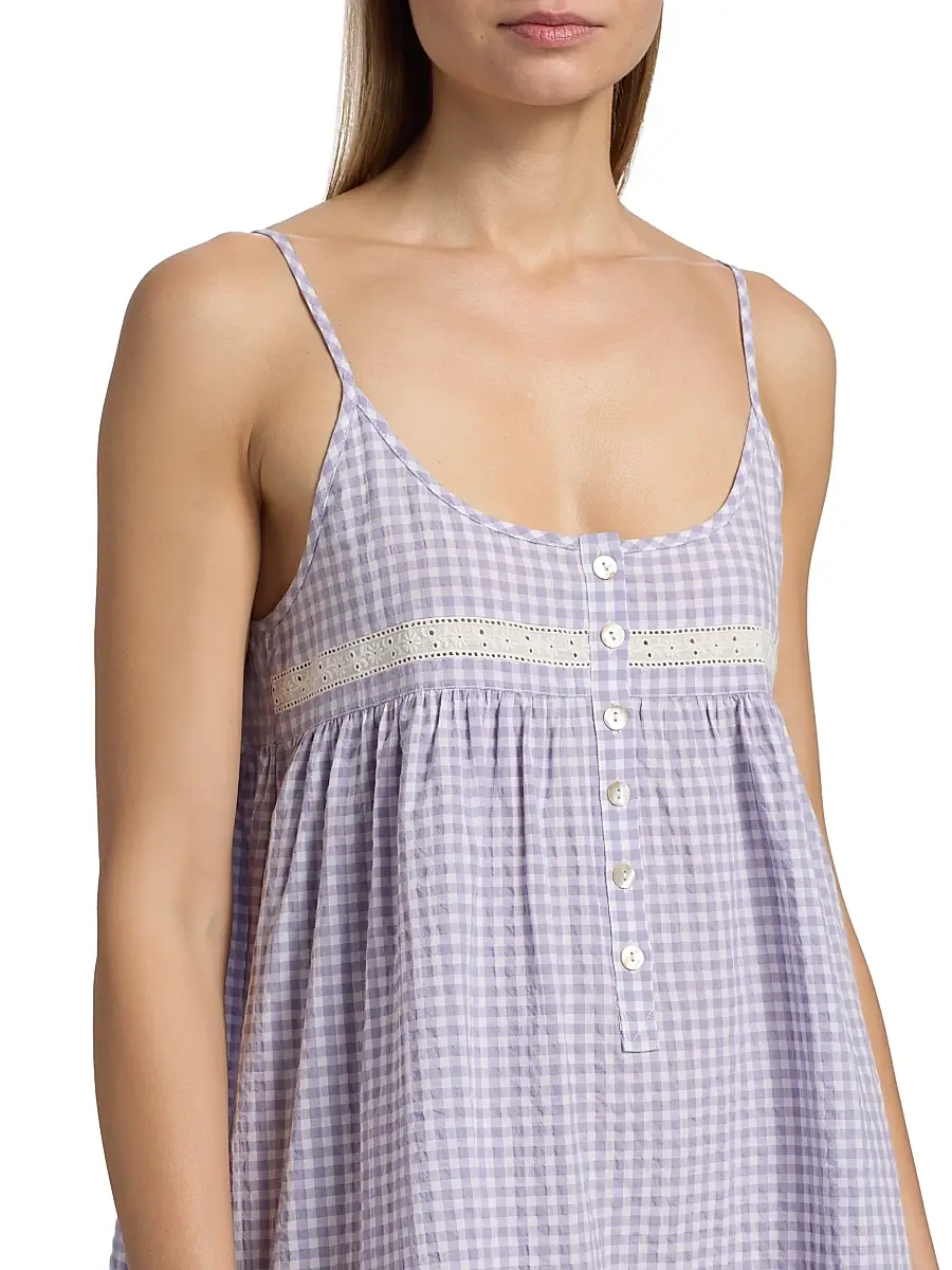 Papinelle Women's Seersucker Gingham Strappy Nightie | Thumbnail 5 Papinelle Women's Seersucker Gingham Strappy Nightie | Thumbnail 5