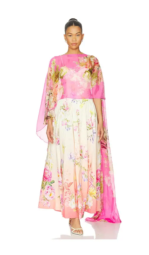 Hemant & Nandita Ruched Cape | Image 1 Hemant & Nandita Ruched Cape | Image 1