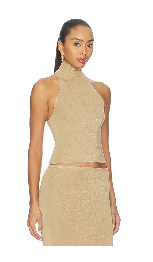 NBD Nyla Shimmer Mock Neck Tank | Thumbnail 2
