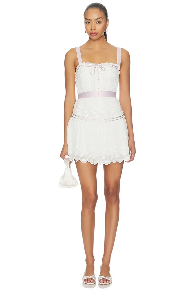 For Love & Lemons Noah Embroidered Mini Dress