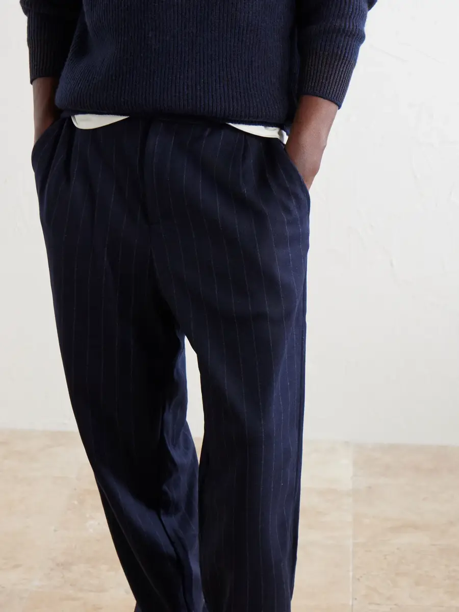 Sease Tapered Pinstriped Wool-Blend Trousers - Men | Thumbnail 5