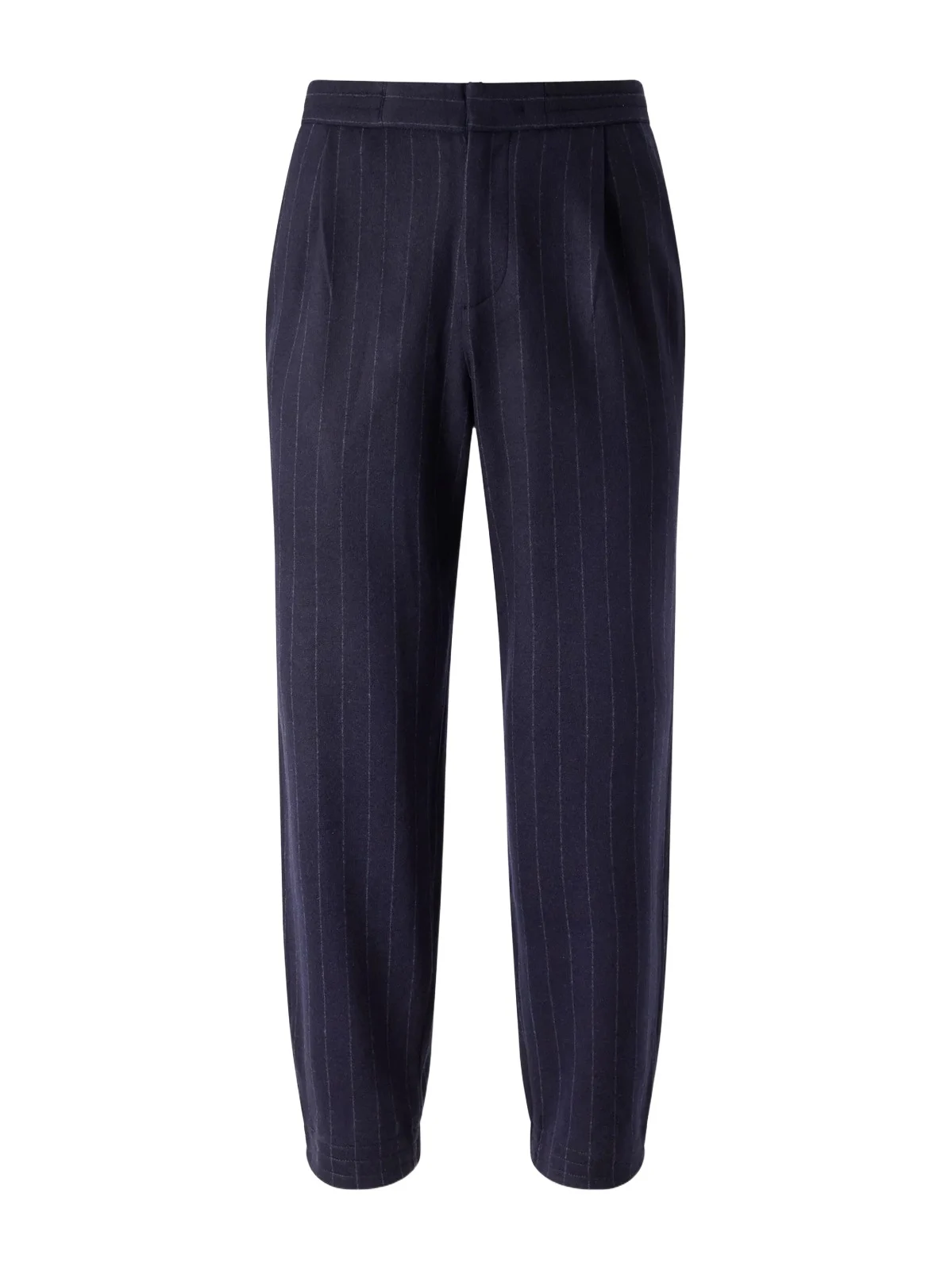 Tapered Pinstriped Wool-Blend Trousers - Men Tapered Pinstriped Wool-Blend Trousers - Men