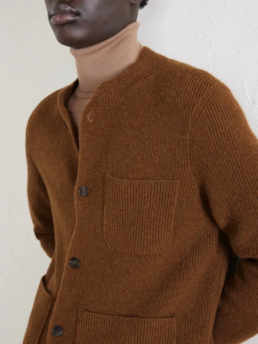 dunhill Ribbed Camel Wool, Wool and Cashmere-Blend Cardigan - Men | Thumbnail 5 dunhill Ribbed Camel Wool, Wool and Cashmere-Blend Cardigan - Men | Thumbnail 5